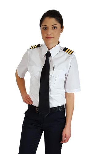 Pilotenhemd / Bluse weiß Langarm Damen
